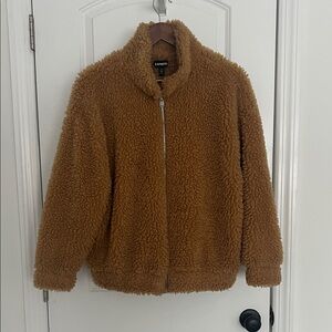 Express Women's Tan Teddy Sherpa Jacket XSP